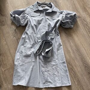 Gracia Light Gray Puff Sleeve Dress